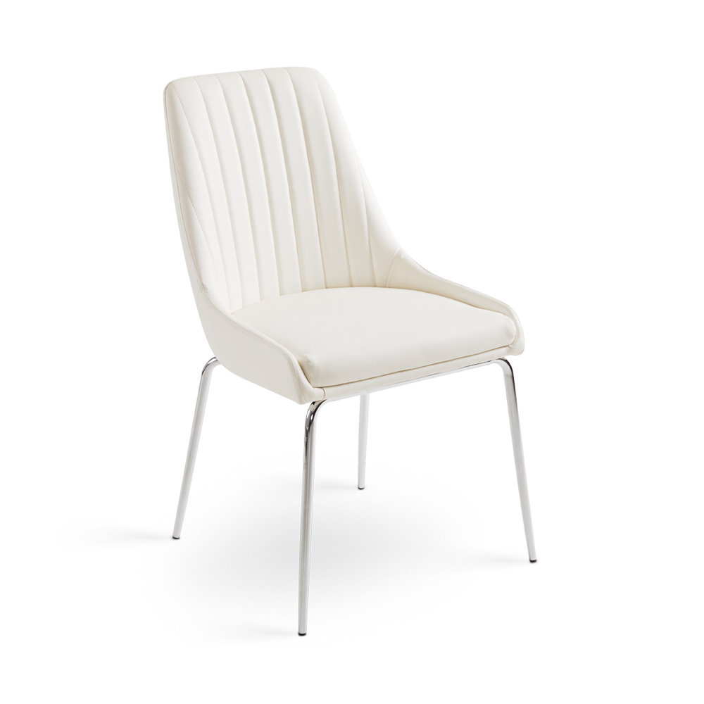 Moira Dining Chair: White Leatherette